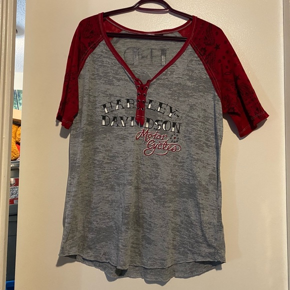 HARLEY DAVIDSON LACE UP T-SHIRT